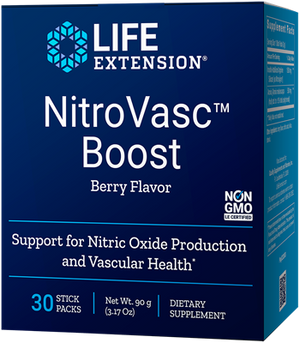 A package of Life Extension NitroVasc™ Boost (Berry)