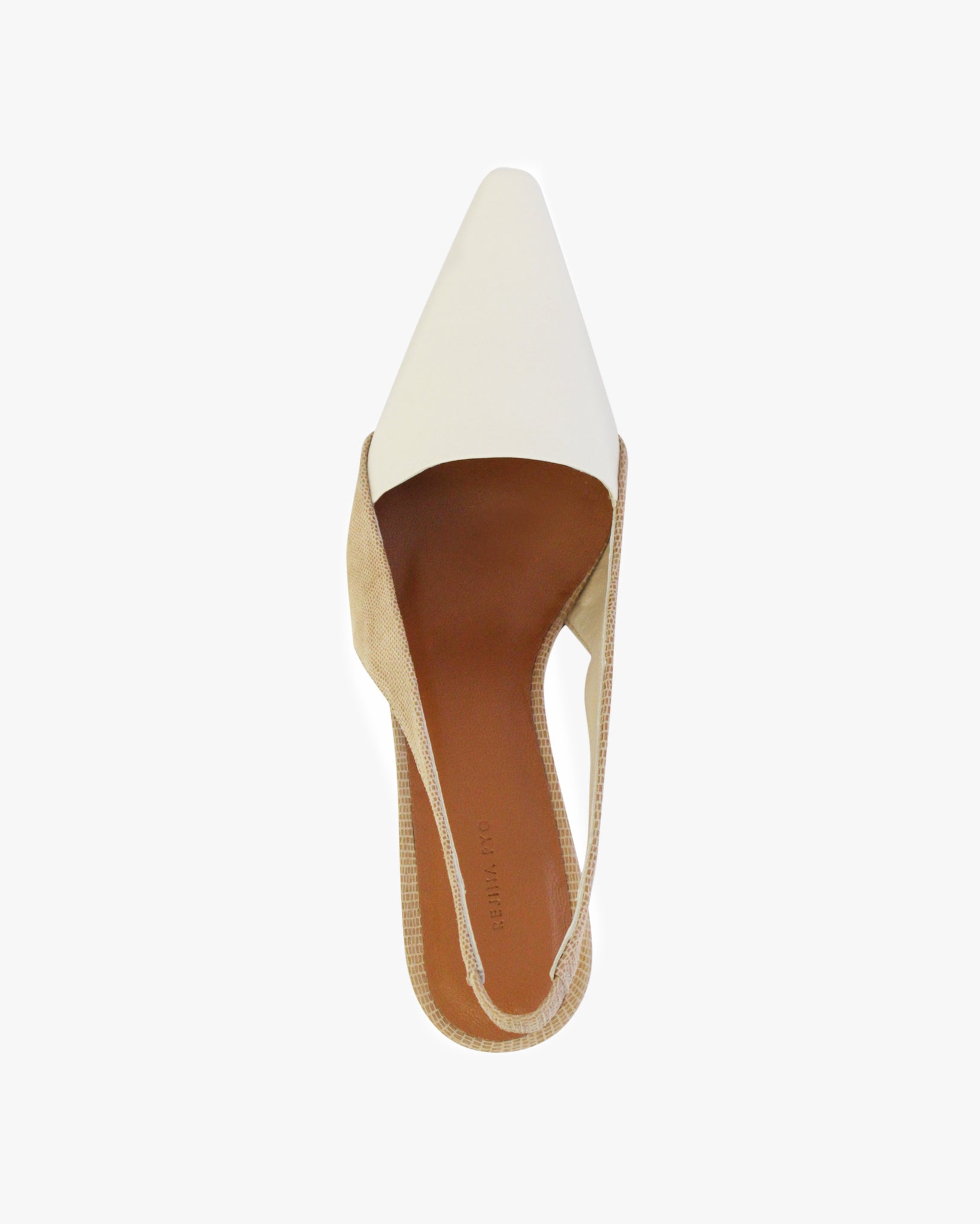 Taylor Slingbacks Leather Lizard Taupe + White Wood Heels – REJINA PYO