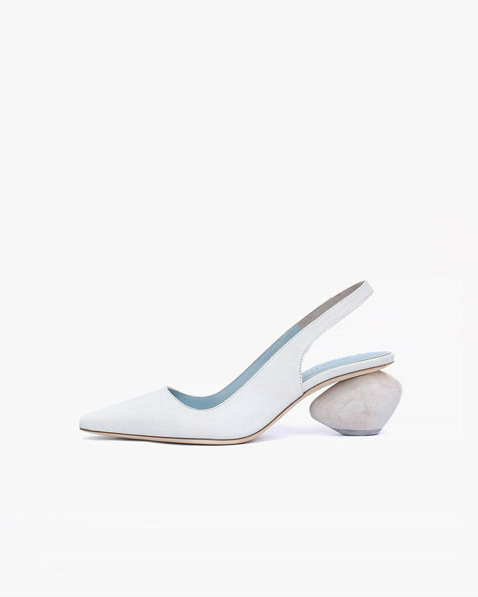 Margot Slingbacks Leather Ivory + White 