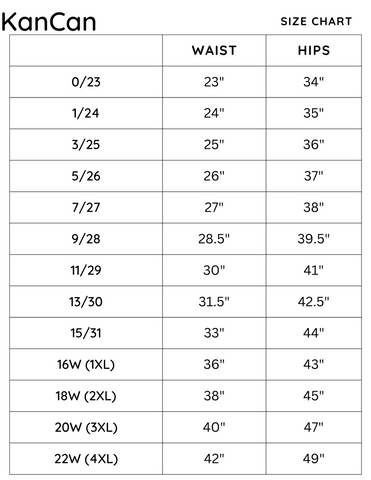 KanCan Sizing Chart – Happiness Trails Boutique LLC