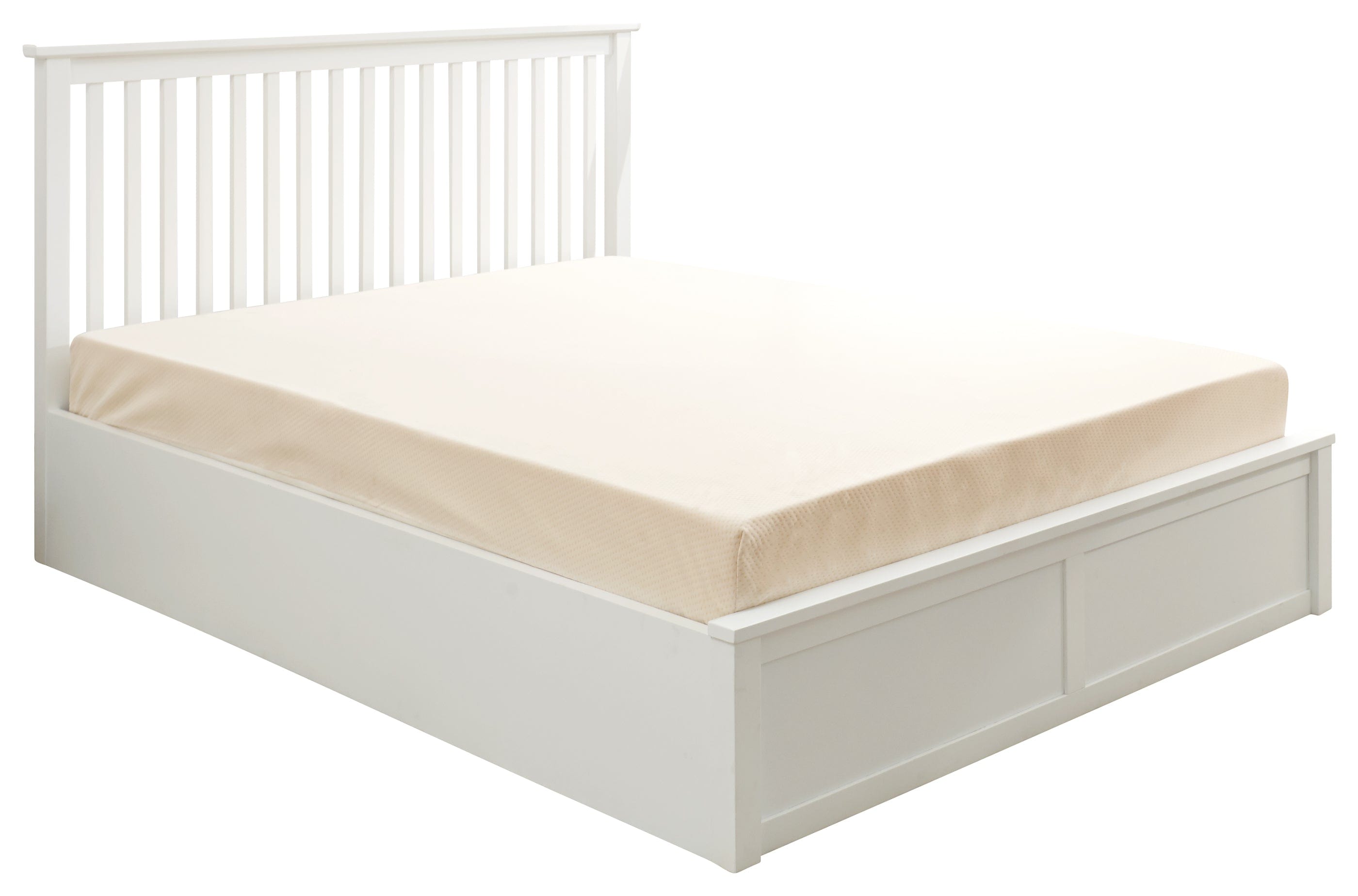 Image of CLEARANCE Como Wooden Ottoman Bed White - Double 4'6"