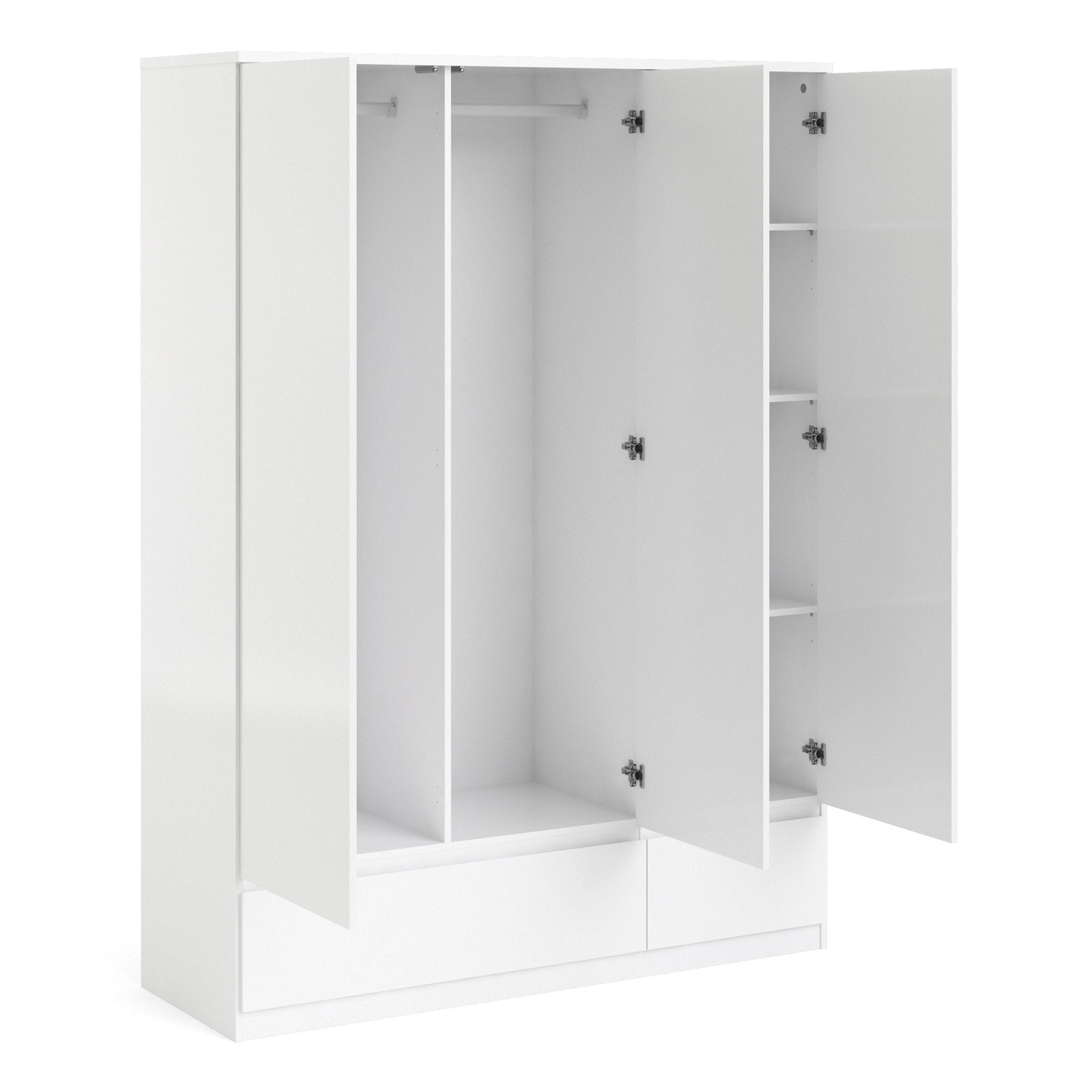 Naia - Naia Wardrobe with 3 doors + 2 drawers in White High Gloss