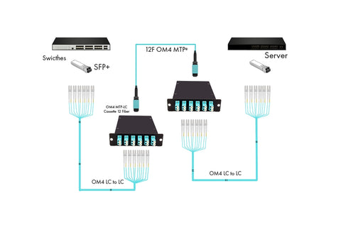 MTP® 50/125 OM4 Plenum Multimode 12 Fibers Trunk Optic Cable Type B Application