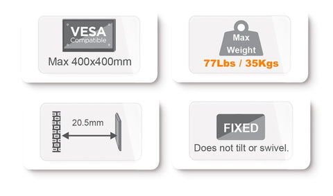 TV Mount for 32~55" Fixed, Max 400x400mm VESA, KL22G-44F