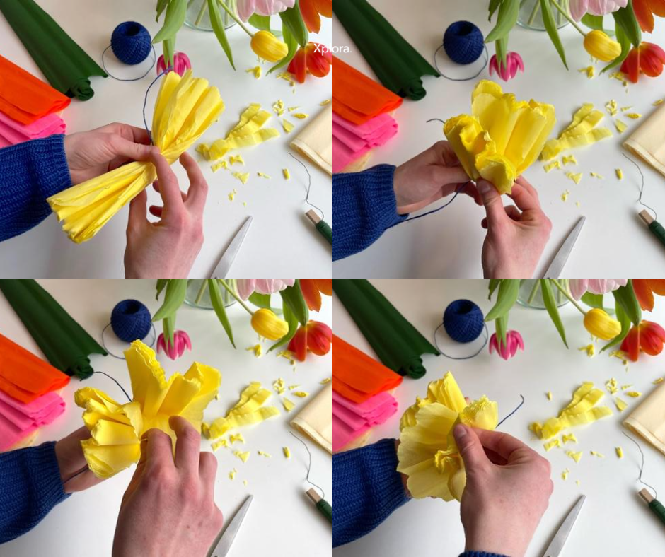 Papierblumen DIY basteln Kinder Grundschule kreativ Krepp Krepppapier Anleitung