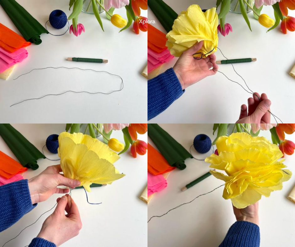 Papierblumen DIY basteln Kinder Grundschule kreativ Krepp Krepppapier Anleitung