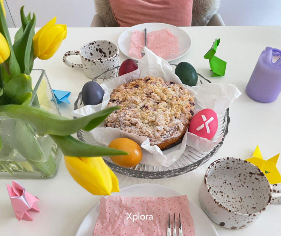 Ostern Frühstück Tulpen Kuchen Xplora Osterei