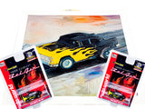 1955 Chevy Bel Air Black with Yellow Flames | CP7760PT | Auto World | Exclusive #2-Auto World-ProTinkerToys