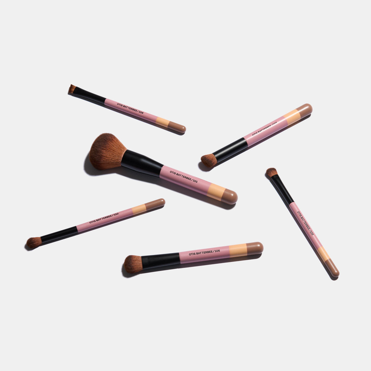 Luxury Makeup Brush Set By Otis Batterbee Featuring Powder Makeup Brush and Concealer Makeup Brush Along With Eye Makeup Brushes.