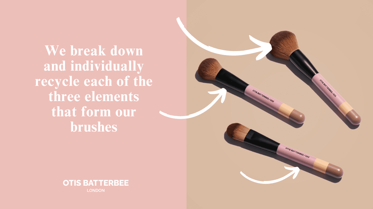 Otis Batterbee makeup brushes and makeup brush sets are now all part of our One Brush Two Lives recycling concept.