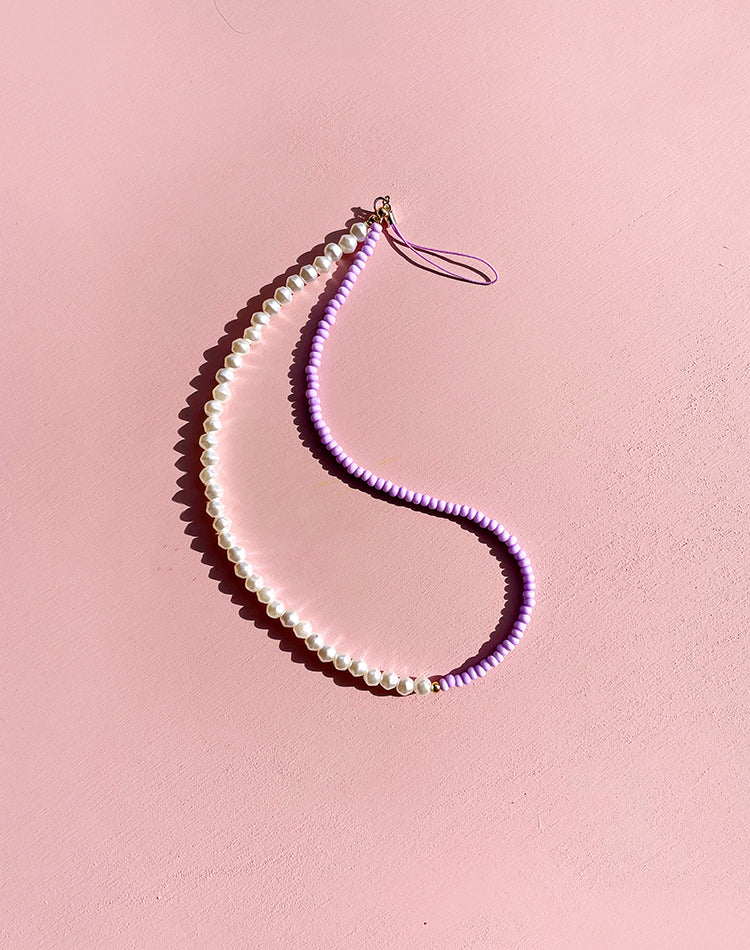 Vegan Pearl and Purple Beaded Phone Charm – Lucent Studios