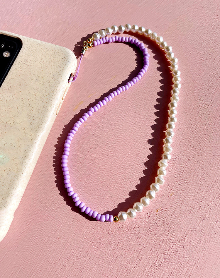 Vegan Pearl and Purple Beaded Phone Charm – Lucent Studios