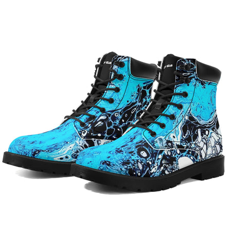 Men's Stylish All-Season Vegan Leather Material High Top Boots