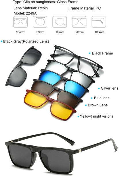 5 in 1 magnetic lens swappable sunglasses ray ban