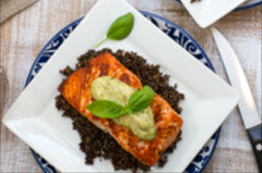 Family Fresh Cooking's Wild Salmon with Basil Aioli and Quinoa