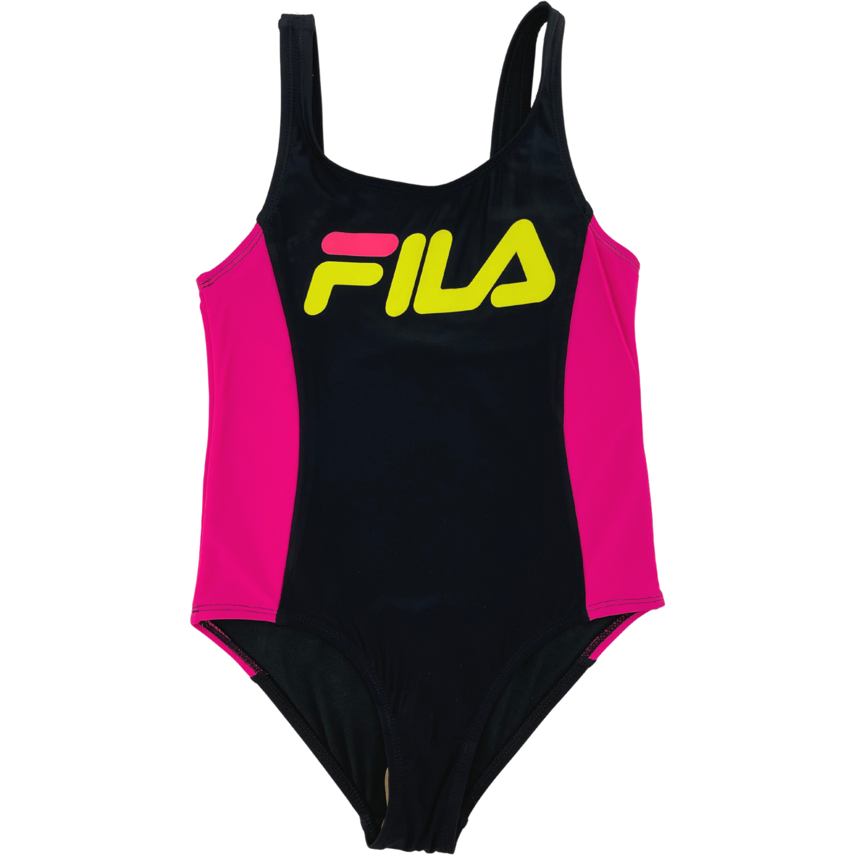 Fila Girl's One Piece Bathing Suit / Black, Pink & Yellow / Various Si ...