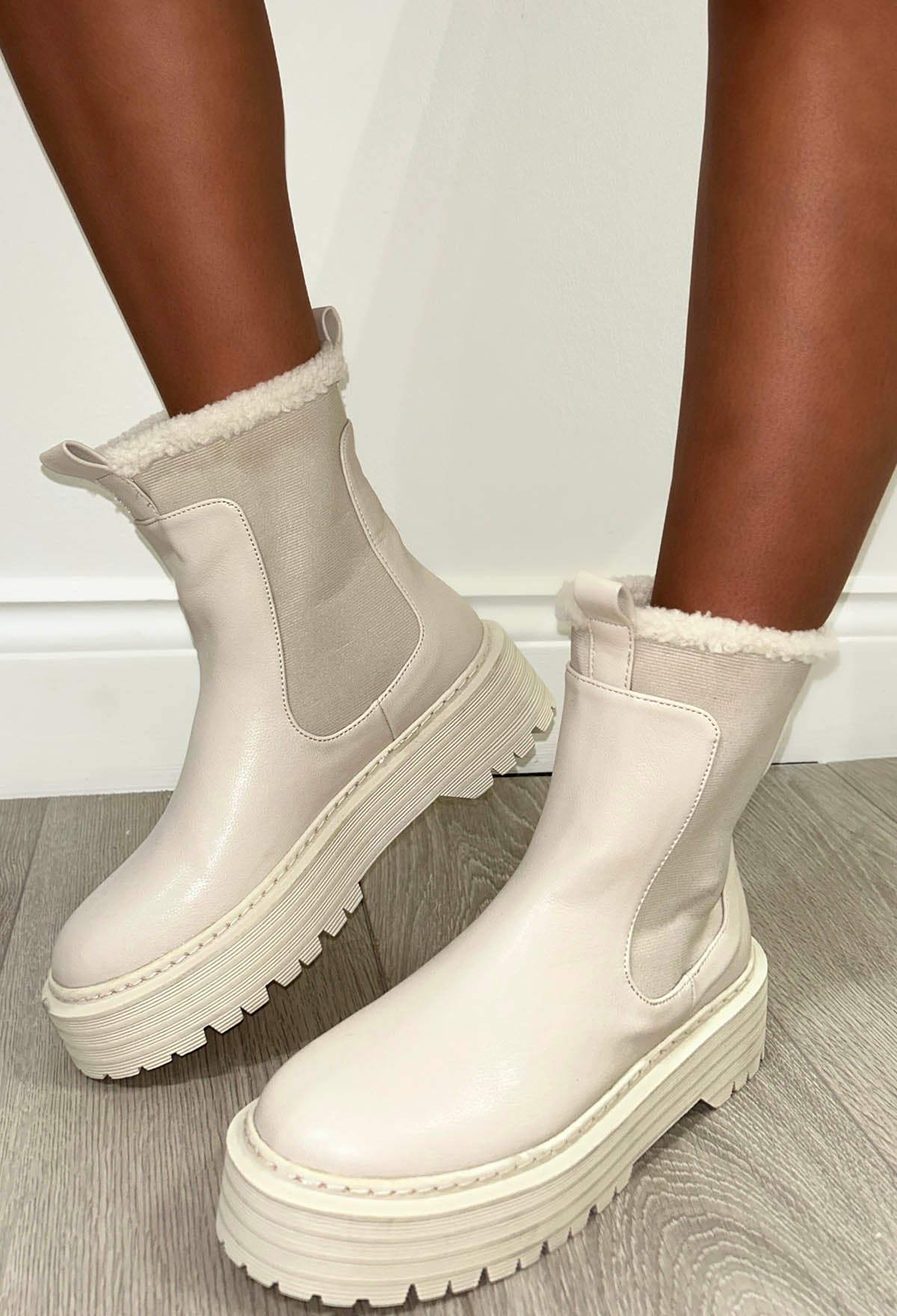 I'm Your Girl Cream Fleece Lined Chelsea Boots