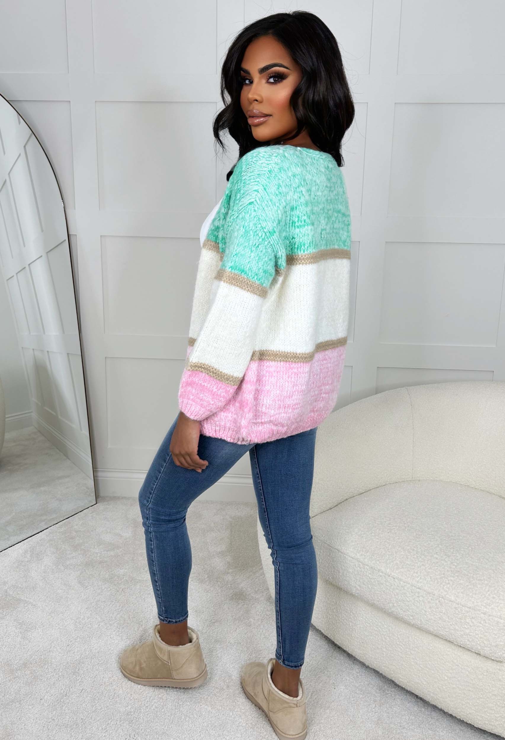 Need You Tonight Multi Pastel Panel Cardigan