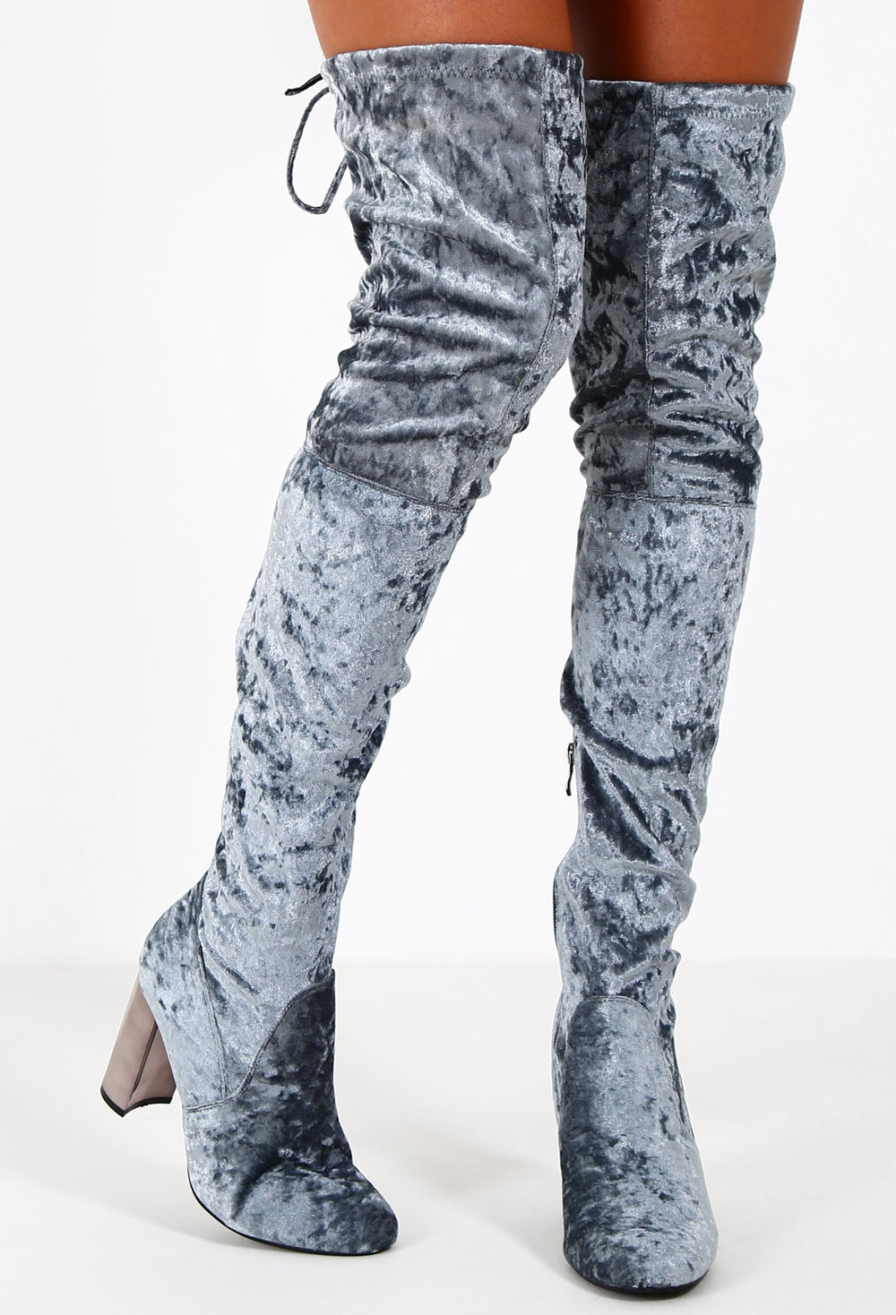 Fortune Grey Crushed Velvet Over The 