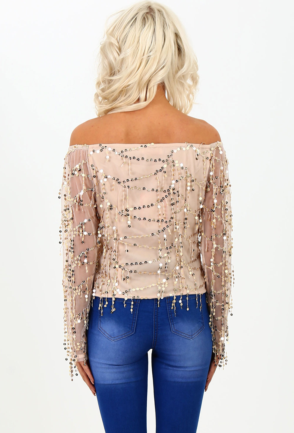 sequin bardot top