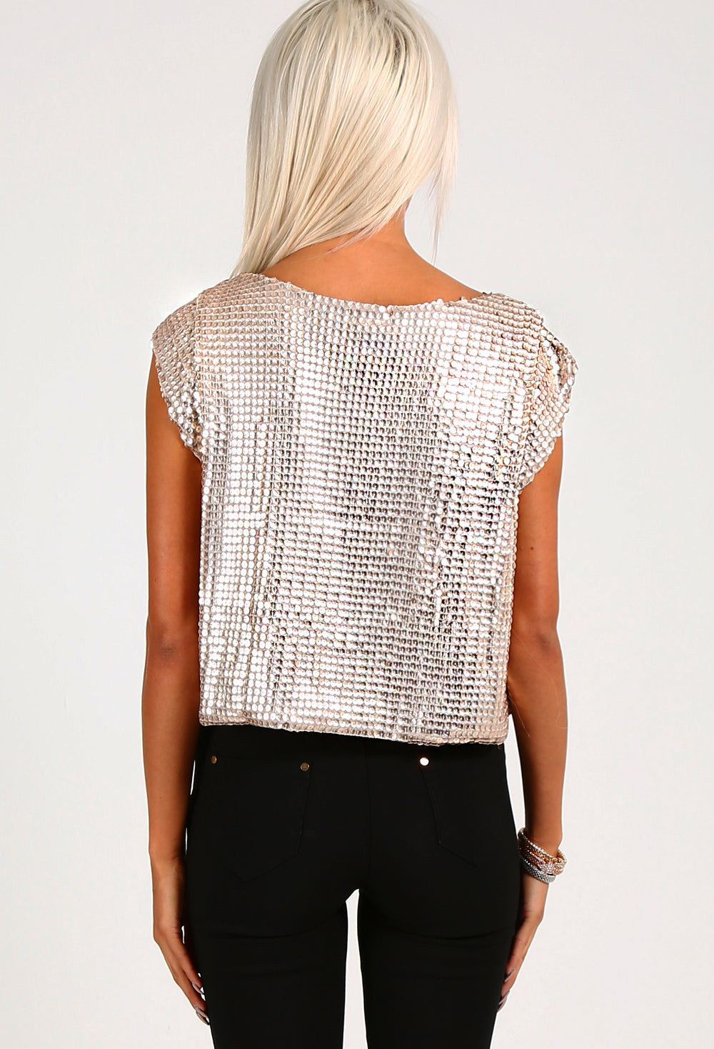 sequin cap sleeve top