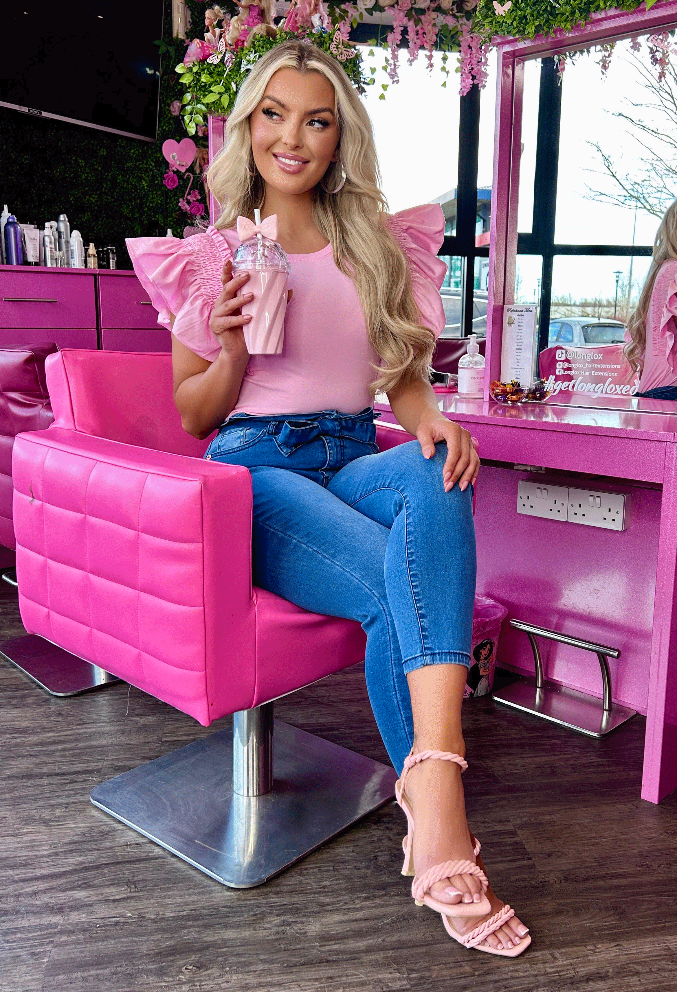 Born Goddess Pink Ruffle Sleeve Top