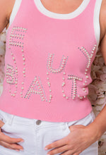 Beauty Babe Pink Beauty Embellished Knitted Top