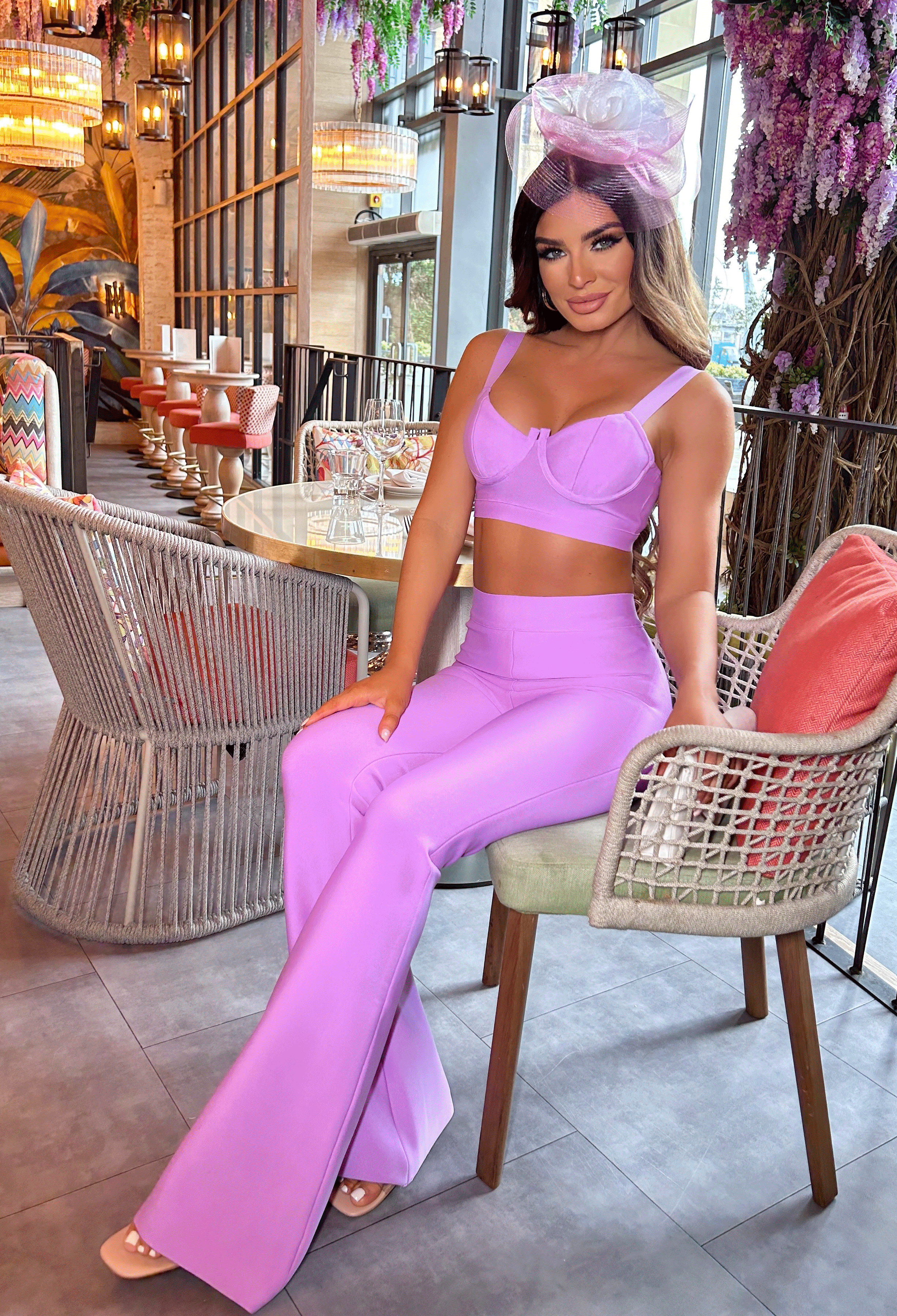 Better Together Lilac Flared Trouser Bandage Co-Ord Set