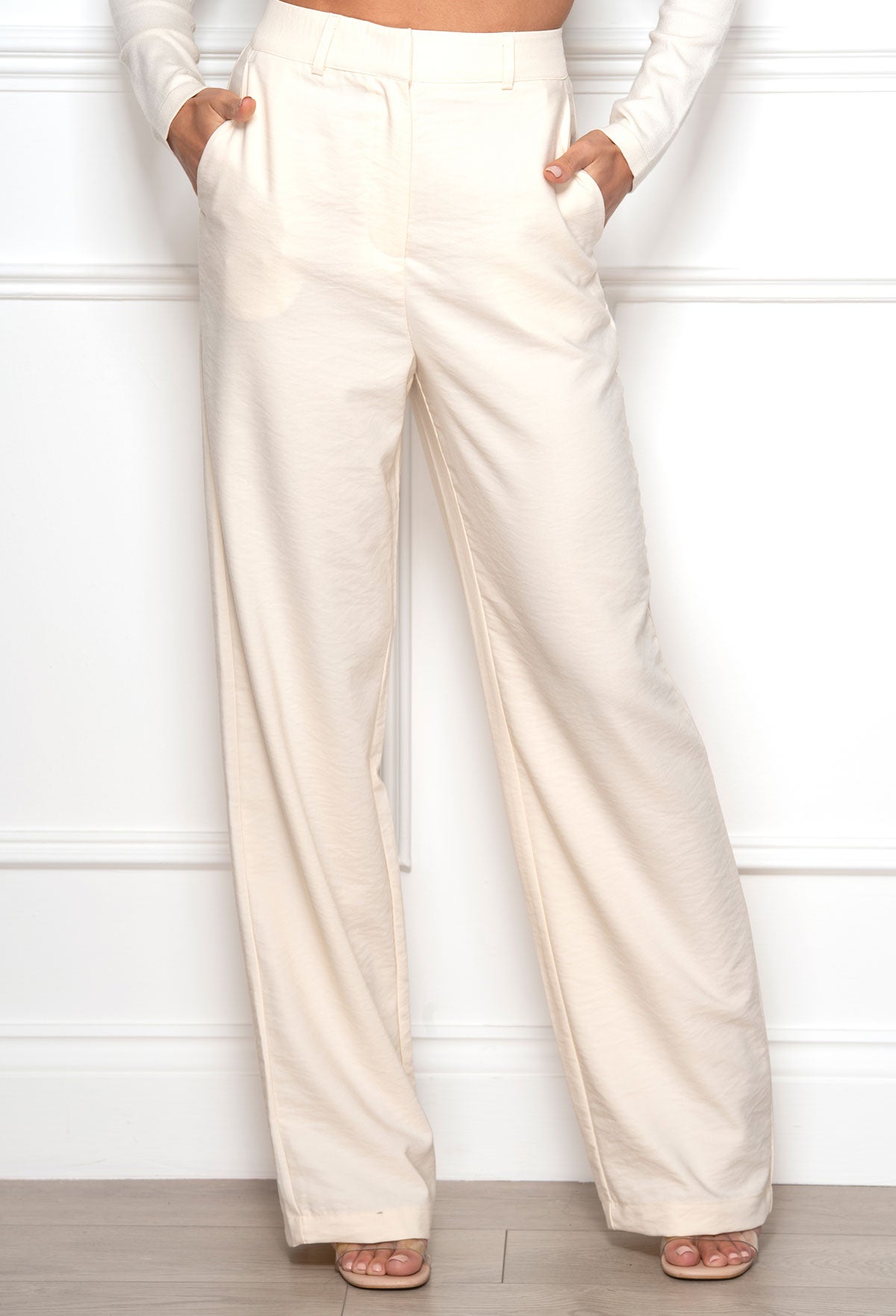 Call It Even Cream Wide Leg Trousers