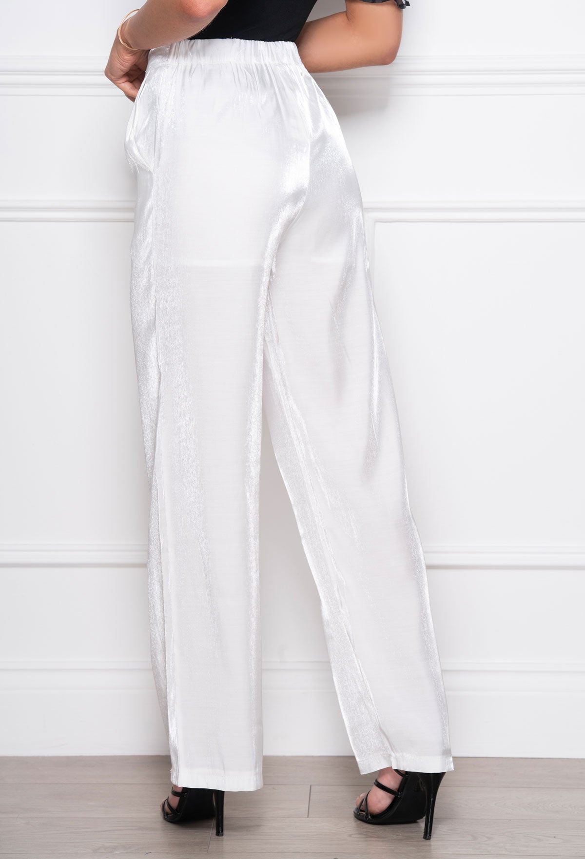 Feeling Romantic White High Shine Trouser