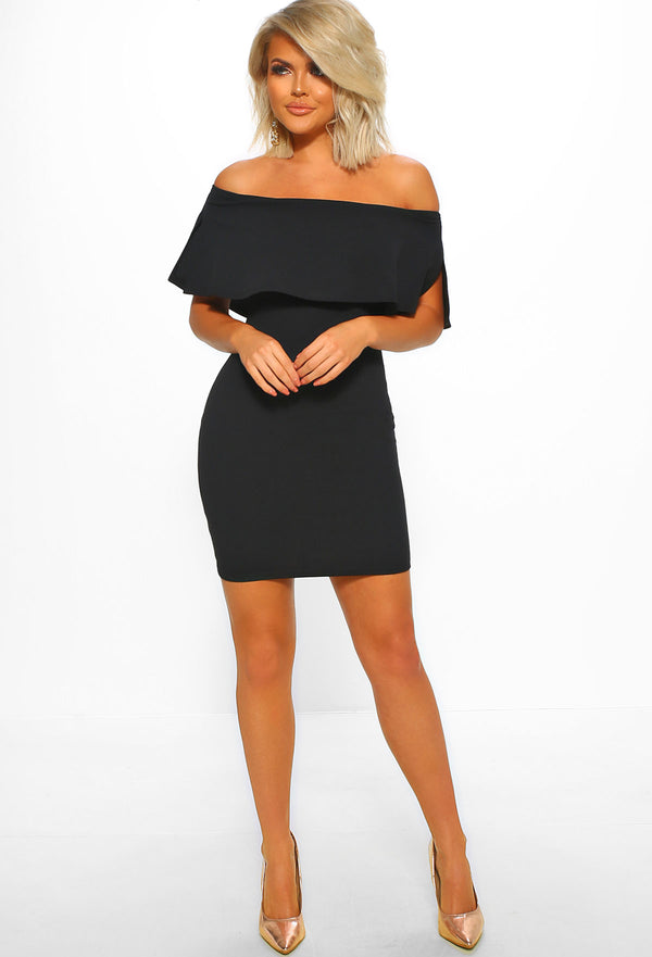 Keeping It Cute Black Bardot Basic Mini Dress – Pink Boutique UK