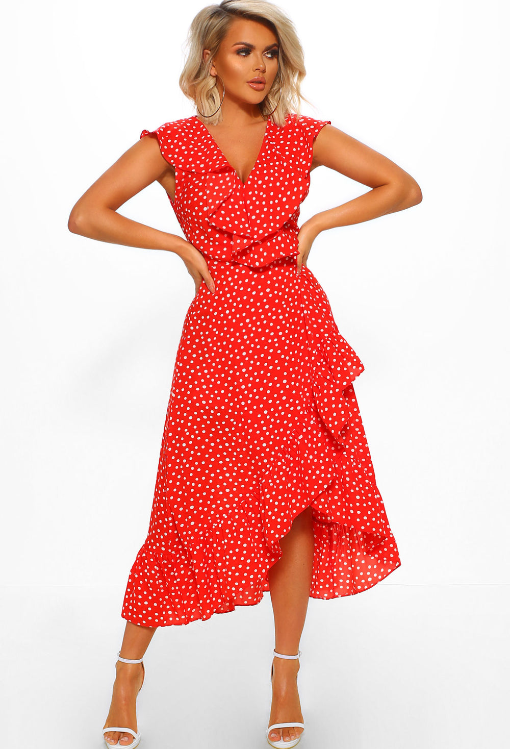 Red Heart Printed Wrap Midi Dress – AX Paris