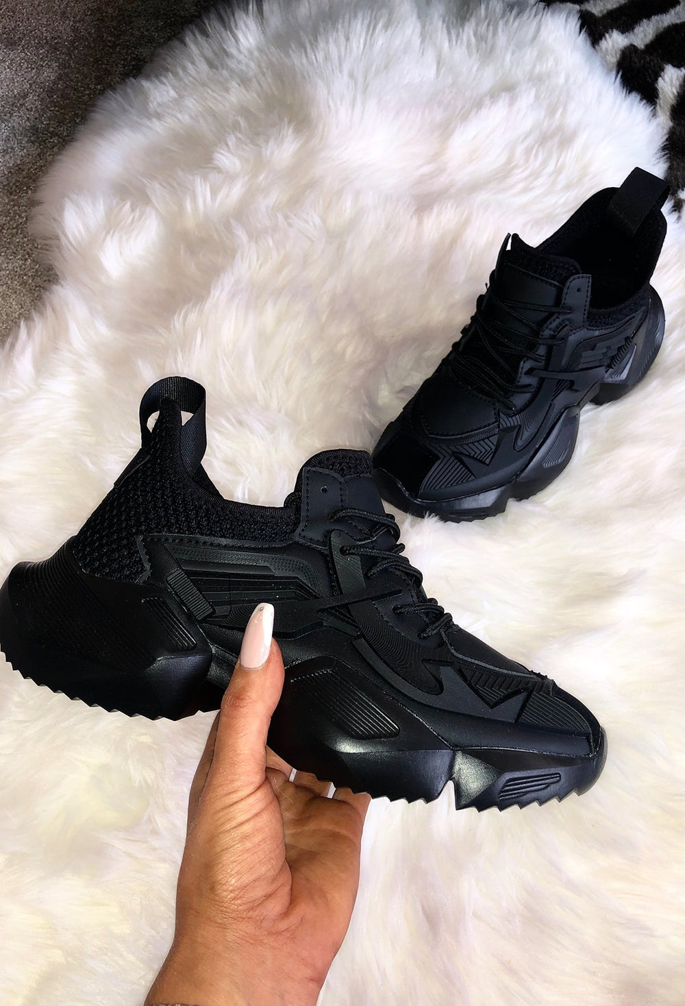 chunky all black trainers