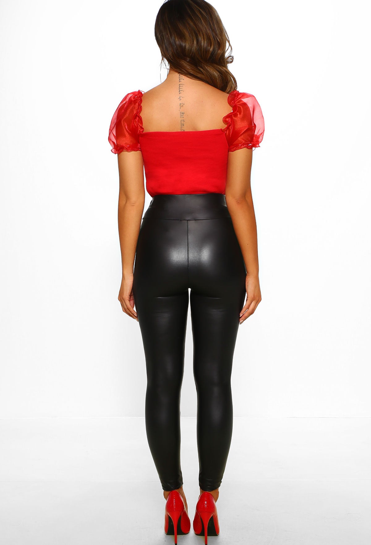 Mystery Is Power Black Leather Look High Waisted Leggings