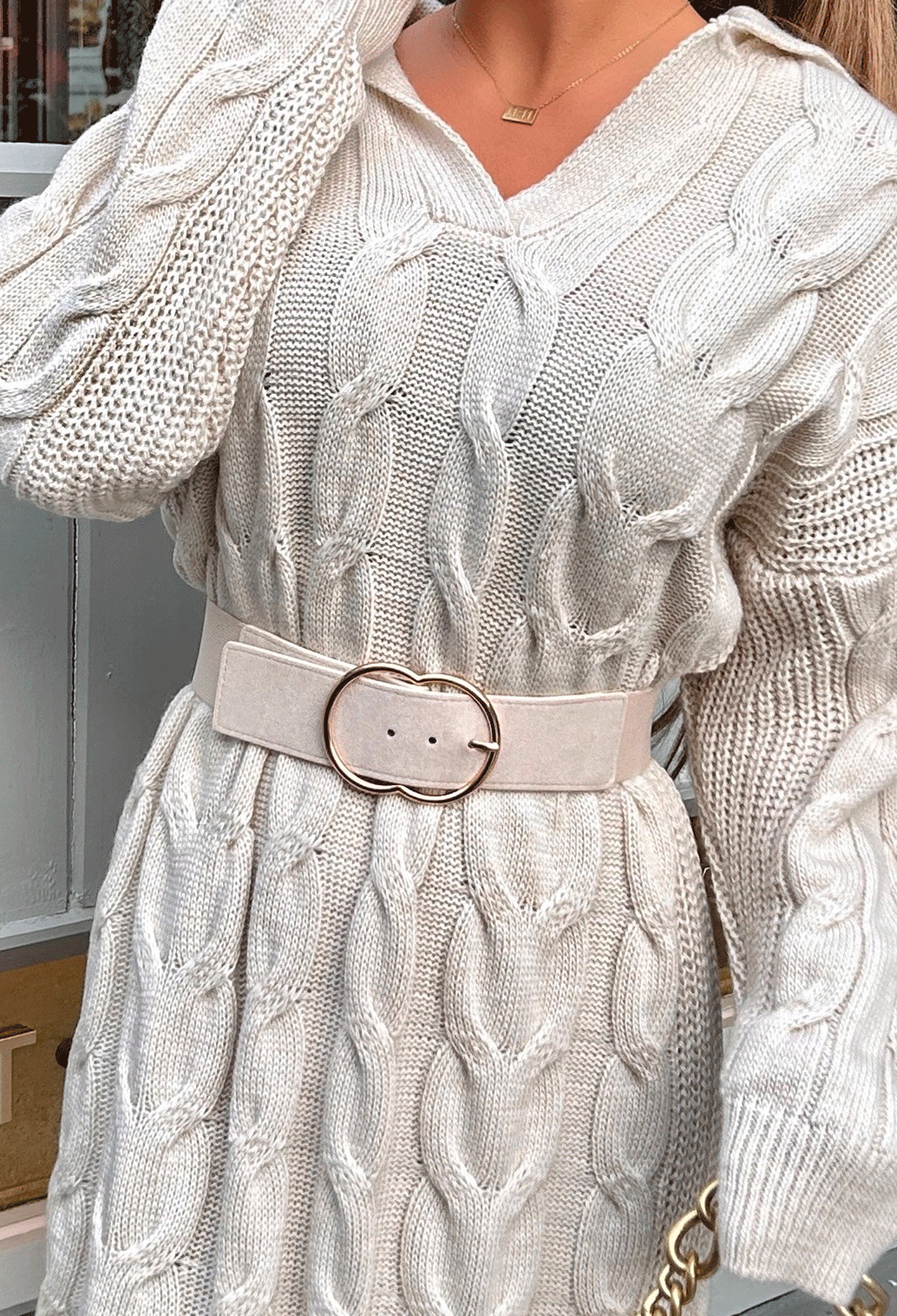 Not Your Average Gold Buckle Nude Belt