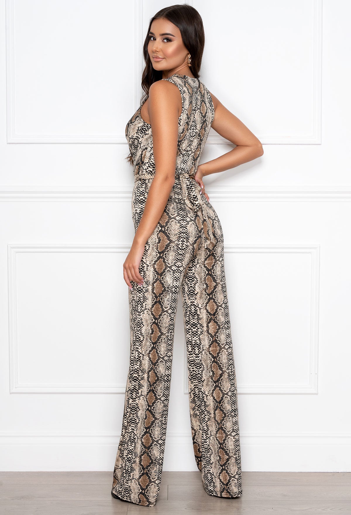 Perfect Days Beige Snake Print Jumpsuit