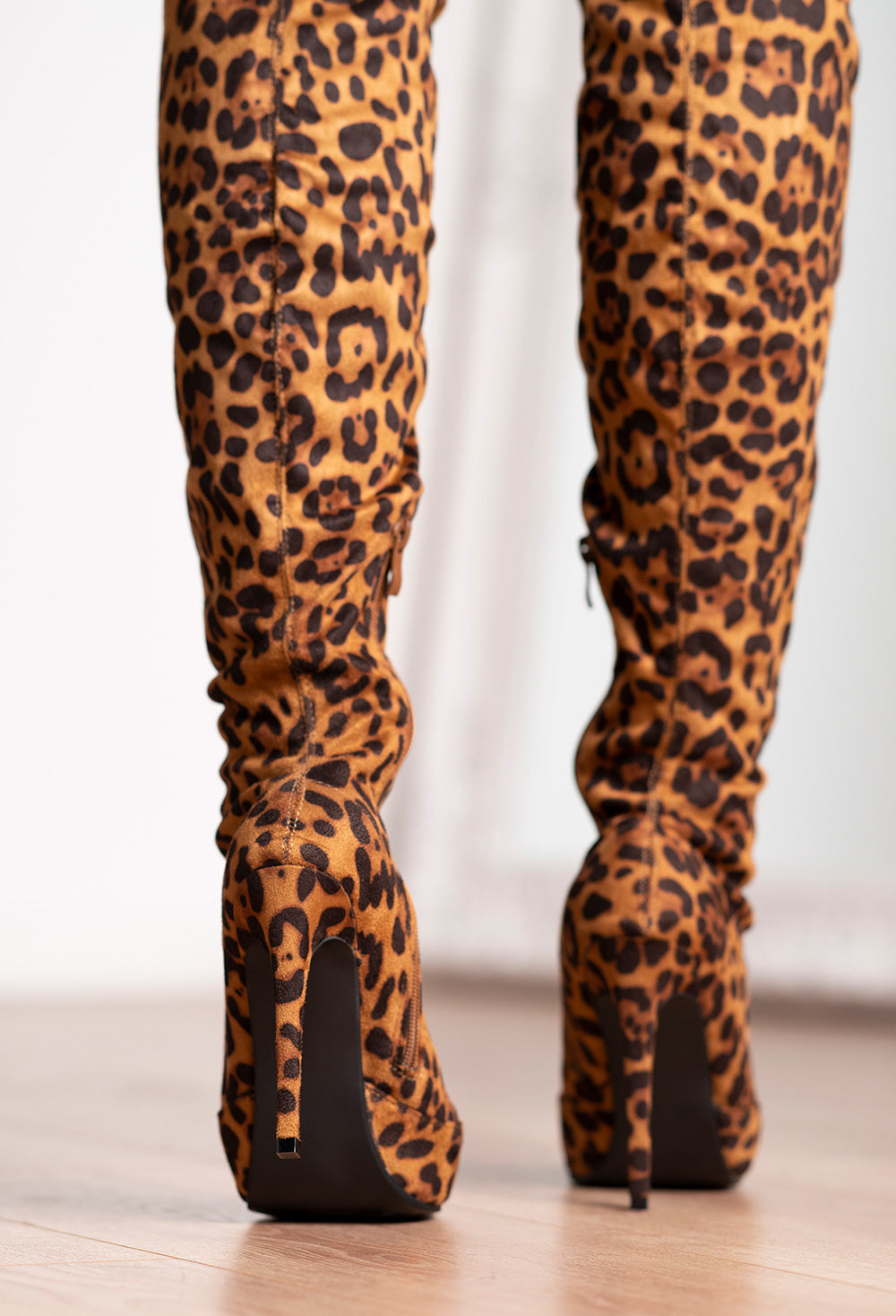 leopard print over the knee boots