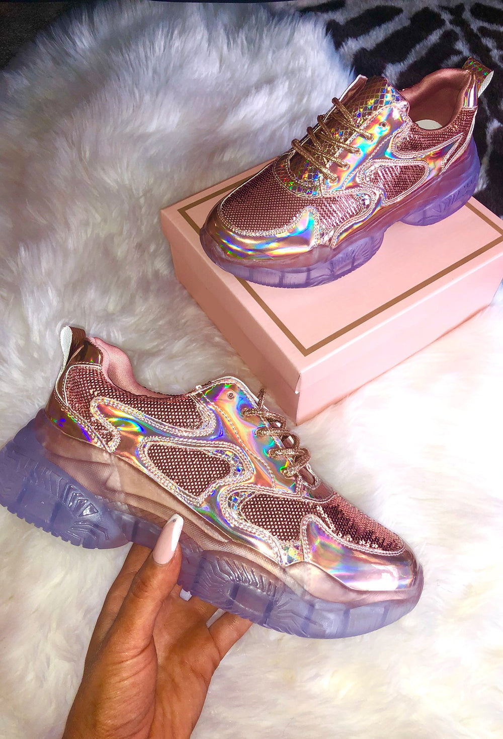 rose gold chunky trainers