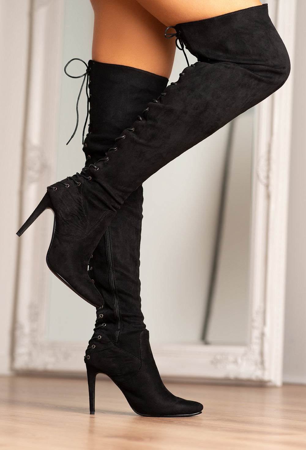 lace up knee high boots uk