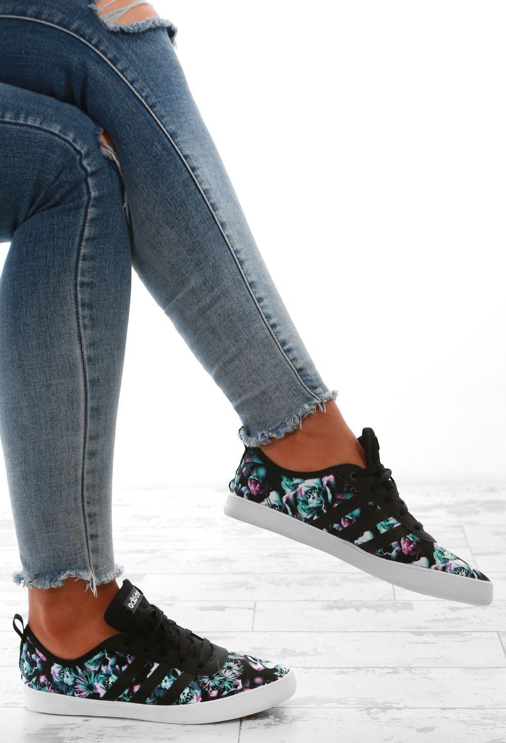 Adidas QT Vulc Black Floral Trainers – Pink Boutique UK