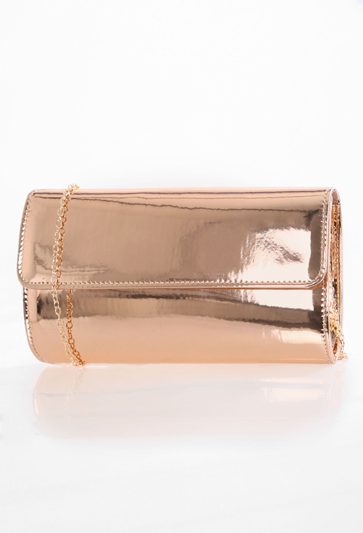 Angel Rose Gold Patent Clutch Bag