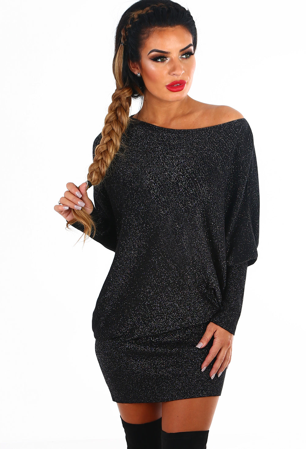 black glitter jumper dress