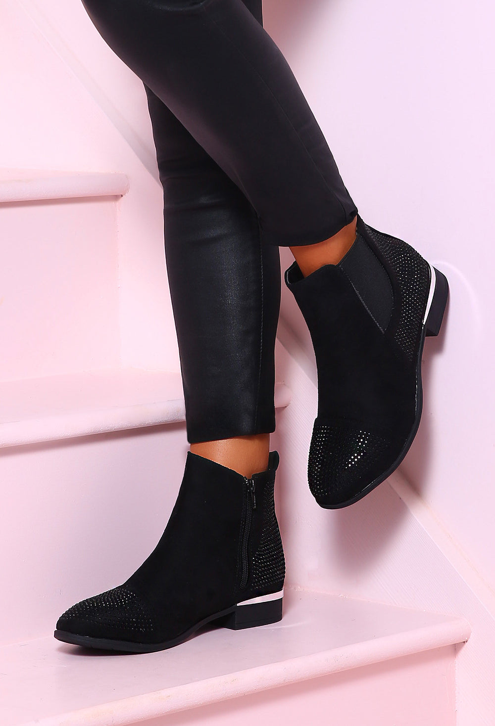 black diamante ankle boots