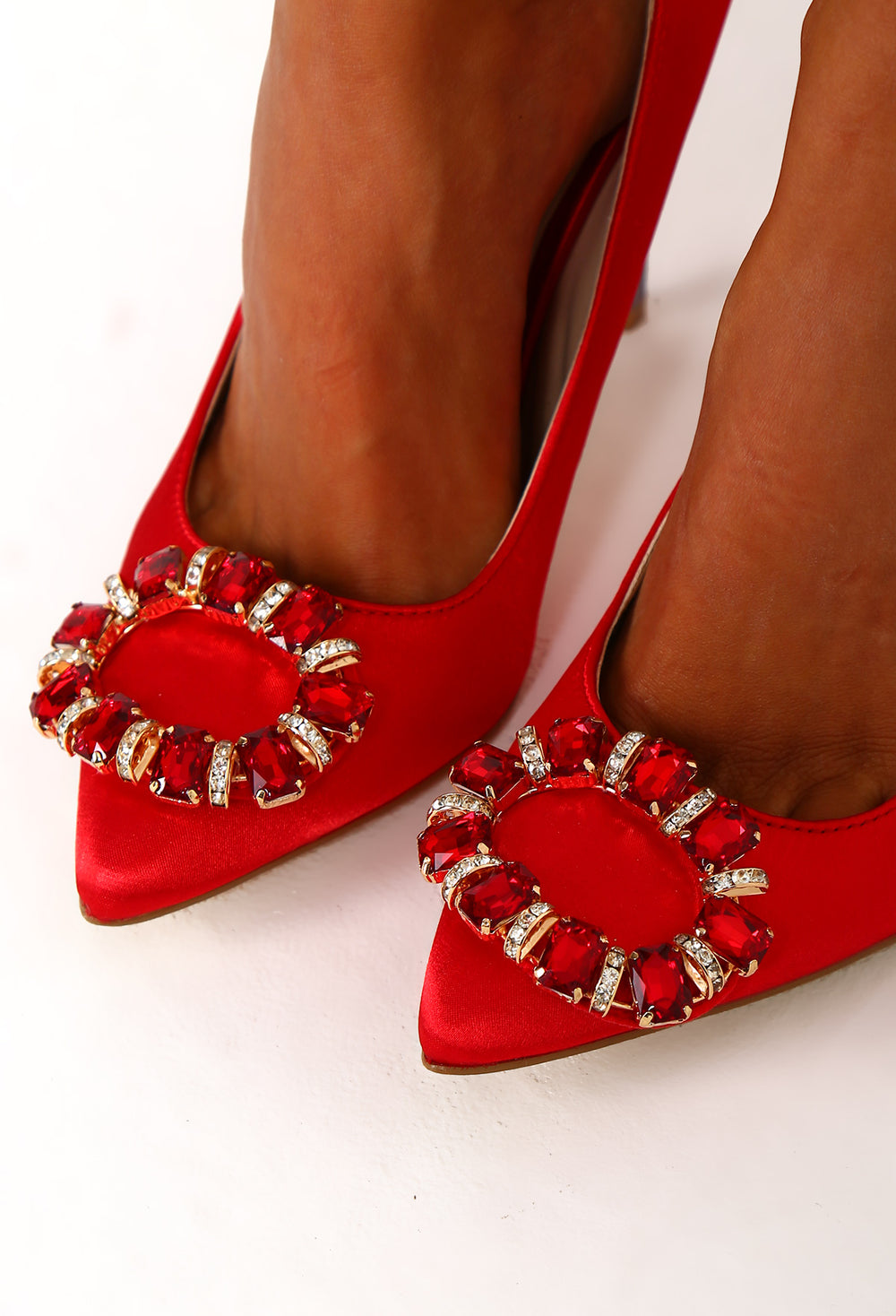 City Red Crystal Embellished Heels 