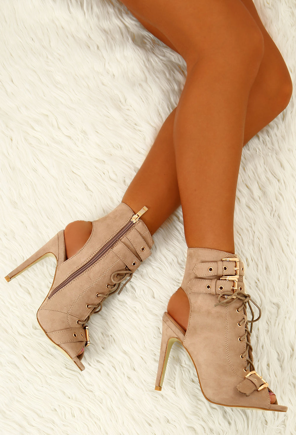 nude open toe booties