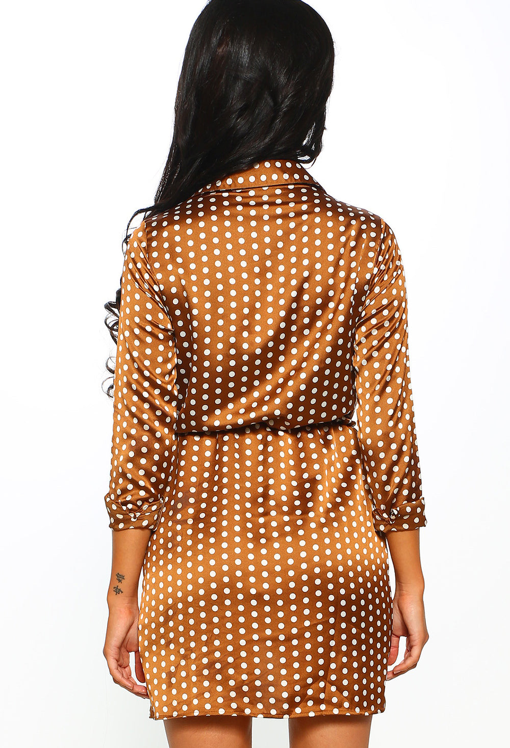 bronze polka dot dress