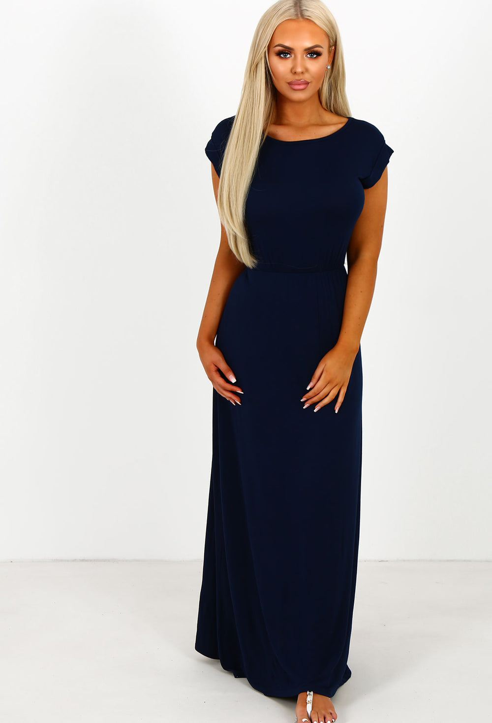 navy jersey maxi dress