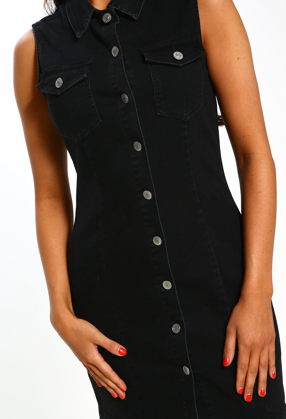 black denim mini dress