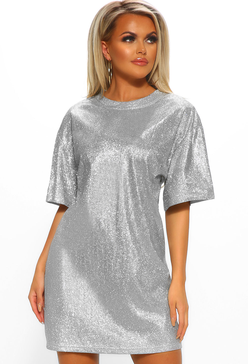 silver t shirt dress