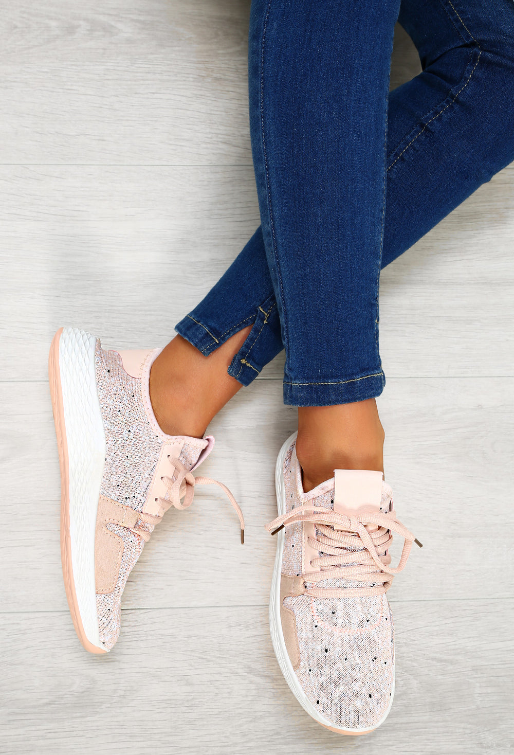 pink knitted trainers